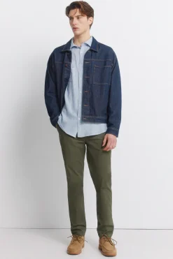 Camisa lino viscosa bolsillos