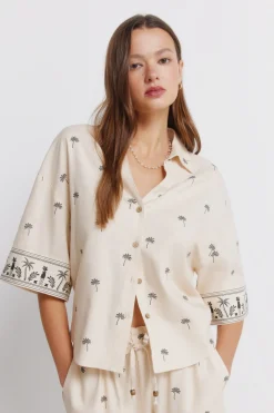Camisa manga corta estampada oversize