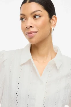 Camisa manga larga con bordado inglés