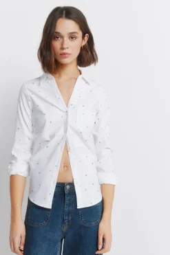 Camisa Oxford escote pico algod&oacute;n