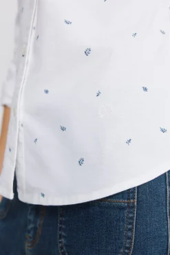 Camisa Oxford escote pico algod&oacute;n