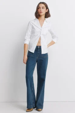 Camisa Oxford escote pico algod&oacute;n