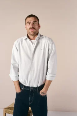 Camisa oxford raya candela manga larga