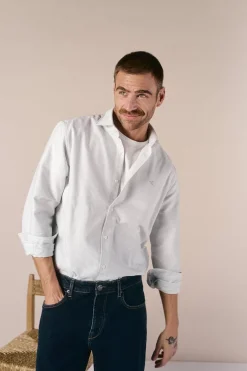 Camisa oxford raya candela manga larga