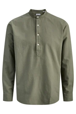 Camisa popelín cuello mao