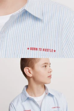 Camisa popelin rayas ni&ntilde;o