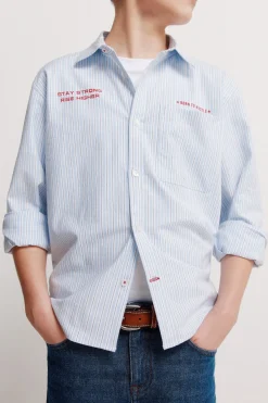 Camisa popelin rayas ni&ntilde;o