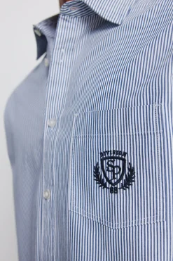 Camisa rayas bordado en bolsillo