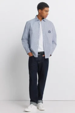 Camisa rayas bordado en bolsillo