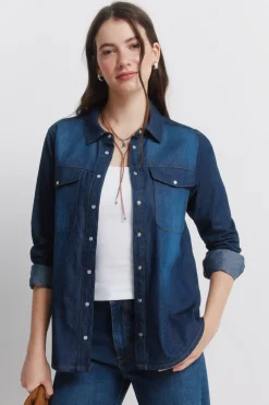 Camisa vaquera bolsillos algod&oacute;n