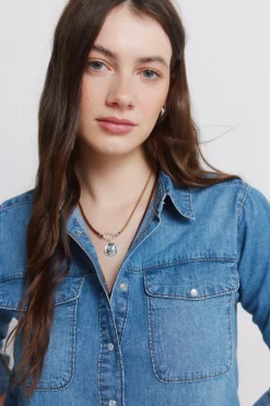 Camisa vaquera bolsillos algod&oacute;n