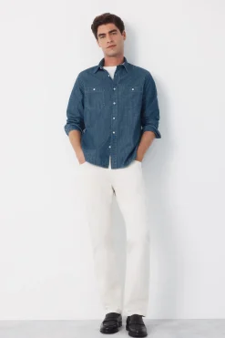Camisa vaquera chambray manga larga