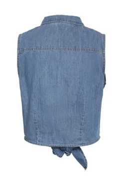 Camisa vaquera sin mangas anudada