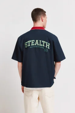 Camisa varsity manga corta