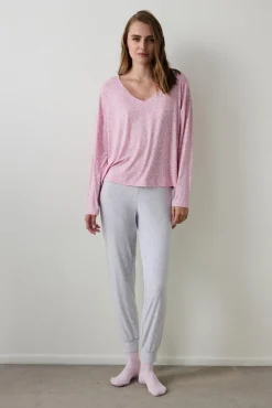 Camiseta de pijama de manga larga con estampado floral