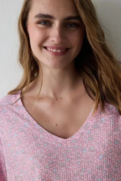 Camiseta de pijama de manga larga con estampado floral