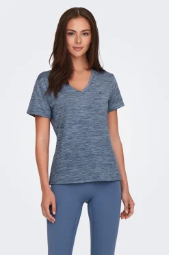 Camiseta manga corta y cuello V, y con tejido efecto lavado