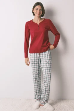 Camiseta manga larga 100% algod&oacute;n rojo