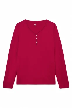 Camiseta manga larga 100% algod&oacute;n rojo