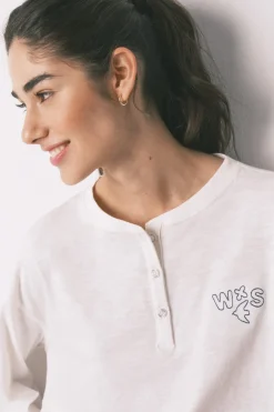 Camiseta manga larga 100% algod&oacute;n blanca