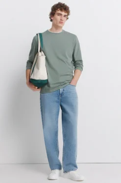 Camiseta manga larga doble efecto melange