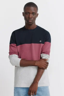 Camiseta manga larga piqué bloques