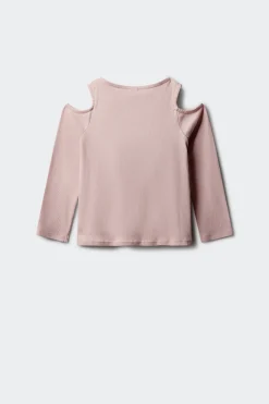 Camiseta manga larga rib hombro descubierto ni&ntilde;a
