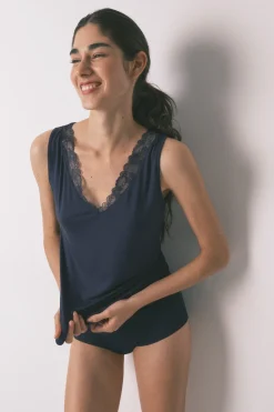 Camiseta punto s&uacute;per suave azul