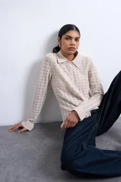 Cardigan de punto manga larga