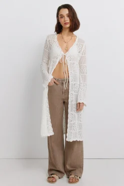 Cardigan largo pointelle