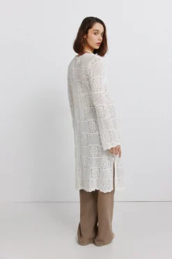 Cardigan largo pointelle