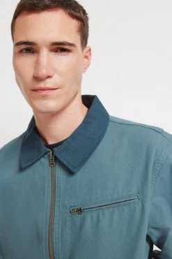 Cazadora algod&oacute;n lavada contraste