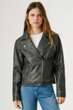 Cazadora Biker Efecto Piel