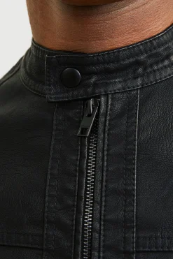 Cazadora biker sint&eacute;tica