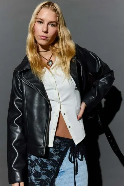 Cazadora motera efecto piel