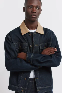 Cazadora vaquera oversize cuello contraste