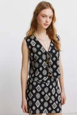 Chaleco estampado étnico