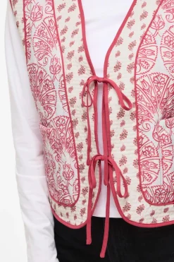 Chaleco guateado estampado con lazos