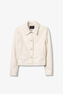 Chaqueta abotonada efecto piel