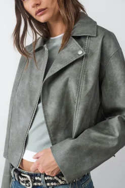 Chaqueta biker efecto desgastada