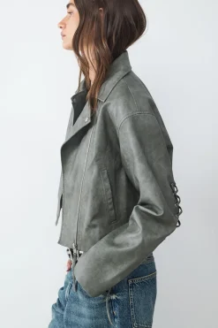 Chaqueta biker efecto desgastada