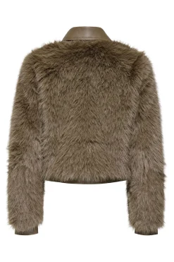 Chaqueta corta de pelo sint&eacute;tico