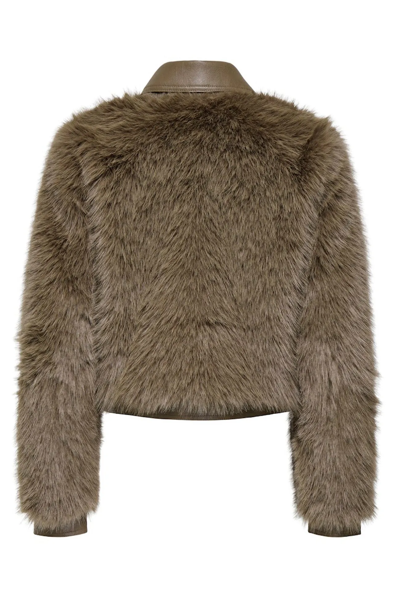 Chaqueta corta de pelo sint&eacute;tico