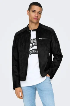 Chaqueta de hombre biker de suede.