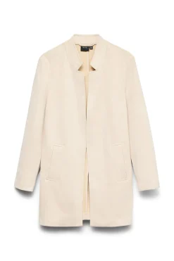 Chaqueta larga efecto ante