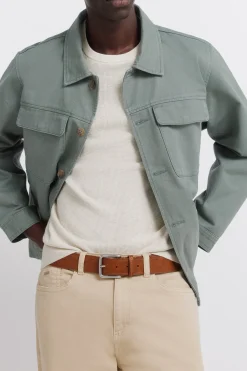 Cintur&oacute;n efecto piel pespuntes