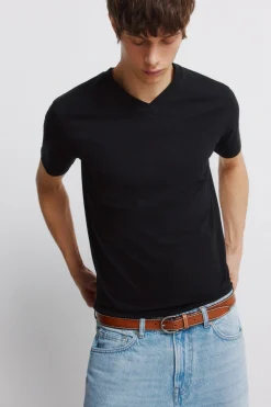 Cintur&oacute;n efecto piel pespunte