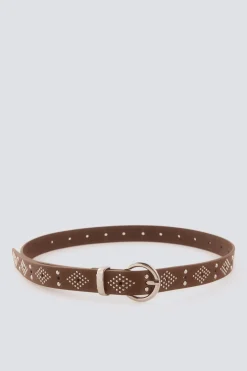 Cinturón hebilla redonda tachas