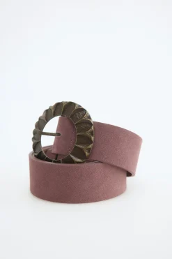 Cinturón piel hebilla redonda