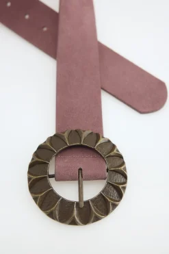 Cintur&oacute;n piel hebilla redonda